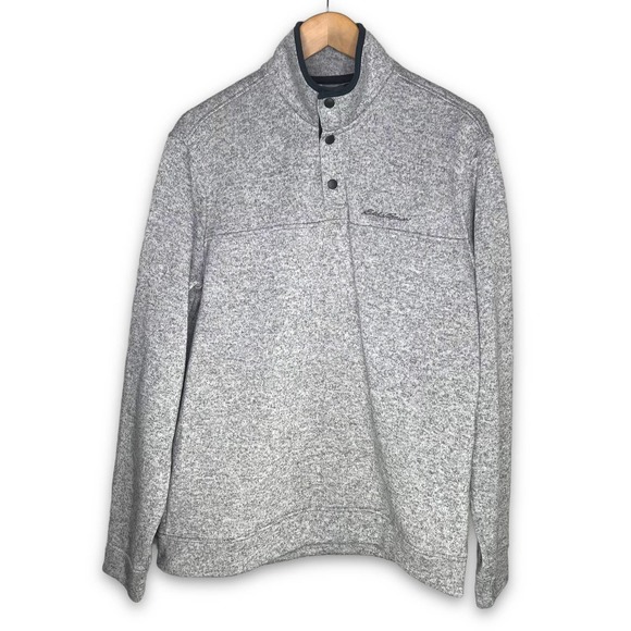 Eddie Bauer Other - Eddie Bauer Men's Sweater-Knit Radiator Fleece Mock Neck Snap Pullover Large